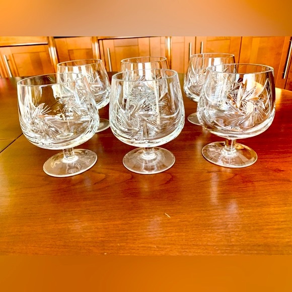 Set of 6 Cut-to-clear Crystal glasses brandy cognac Glasses Desert Glasses - Picture 4 of 7